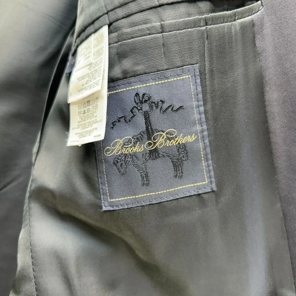Brooks Brothers Wool Suit Jacket Mens 44R Navy 2 Button Italian‎ Fabric Office
